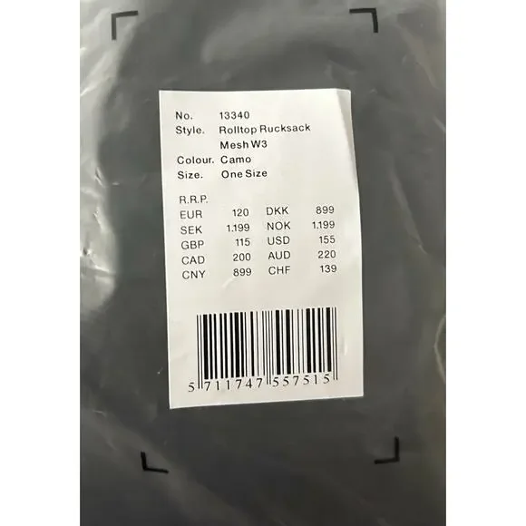 Rains Rolltop Rucksack Mesh Camo NWT - Picture 4 of 5